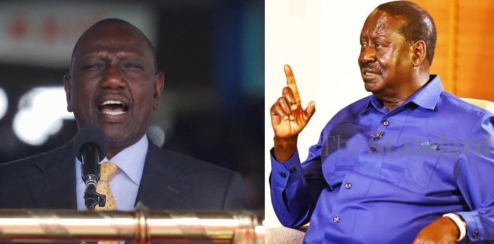 Raila Amolo Odinga (right) refused to recognize the leadership of President William Ruto (left) in what he and his supporters termed “electoral injustice”.