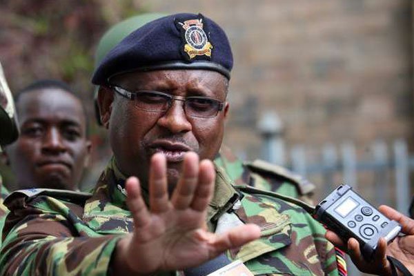 Nairobi Police Commander Japheth Koome. He has confirmed that one person has died and another seriously injured on April 26, 2017 after being stabbed by supporters of a parliamentary aspirant in Pangani, Nairobi.