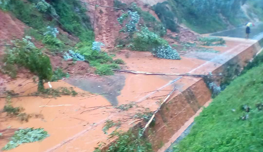 Landslides triggered by heavy rains.