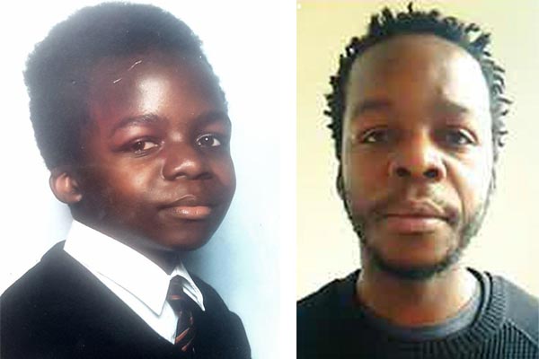On the left is Derick Mulondo as a child in Kingston. Mulondo, 38, died on June 6 after he was stabbed.
