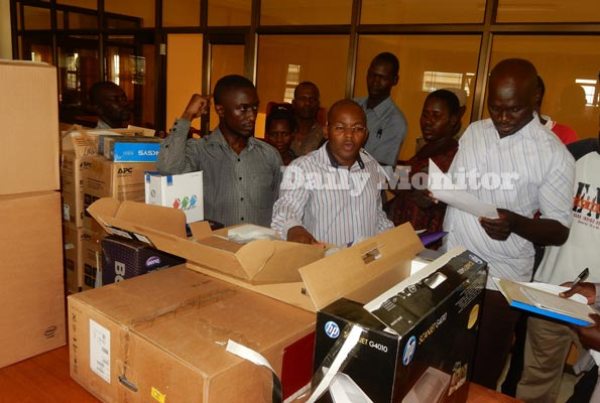 Lira RDC Mr Emmanuel Mwaka Lutukumoi (R) recently.