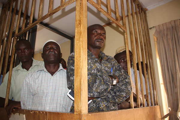 Kaeses attack suspects in the dock at the General court martial in Makindye yesterday.