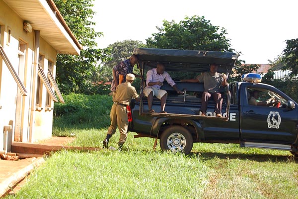 Police patrol car that carried body at Jinja mortuary.