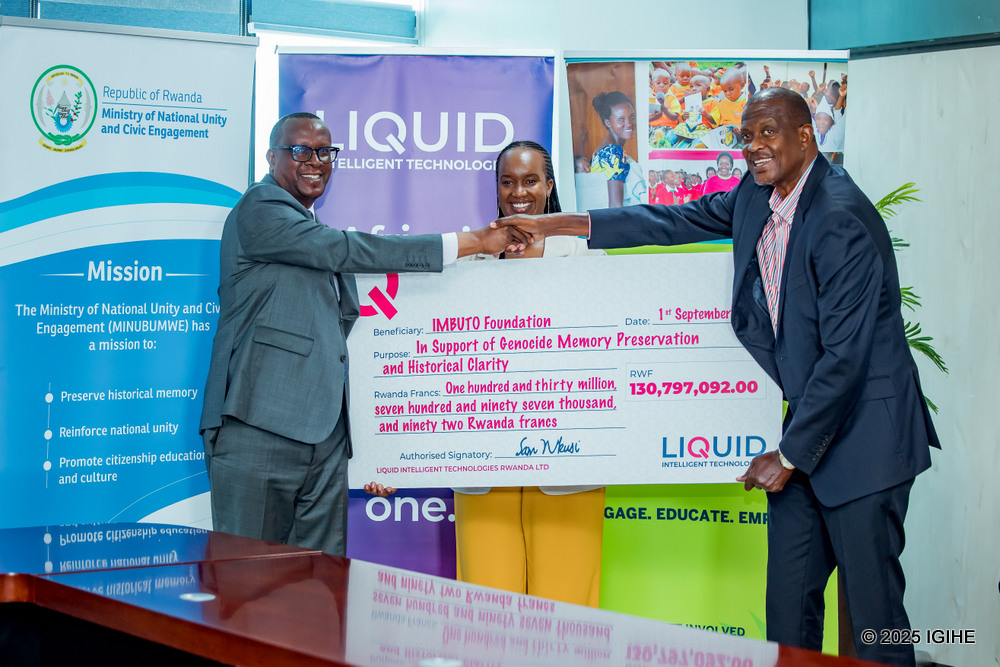 The contribution is part of a long-term partnership between Liquid Intelligent Technologies and Imbuto Foundation, aimed at protecting the memory of the genocide through education and the use of digital technology.