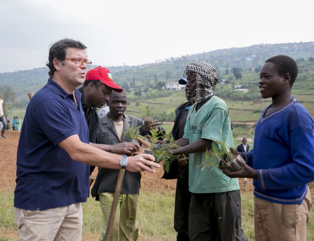 Local citizens planted trees with diplomats in Rwanda