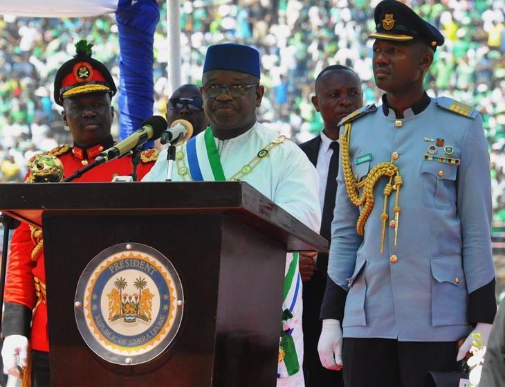 President Bio vowed to be president for all Sierra Leoneans, to fight corruption and poverty and run the country in a “disciplined, honest and professional manner.”