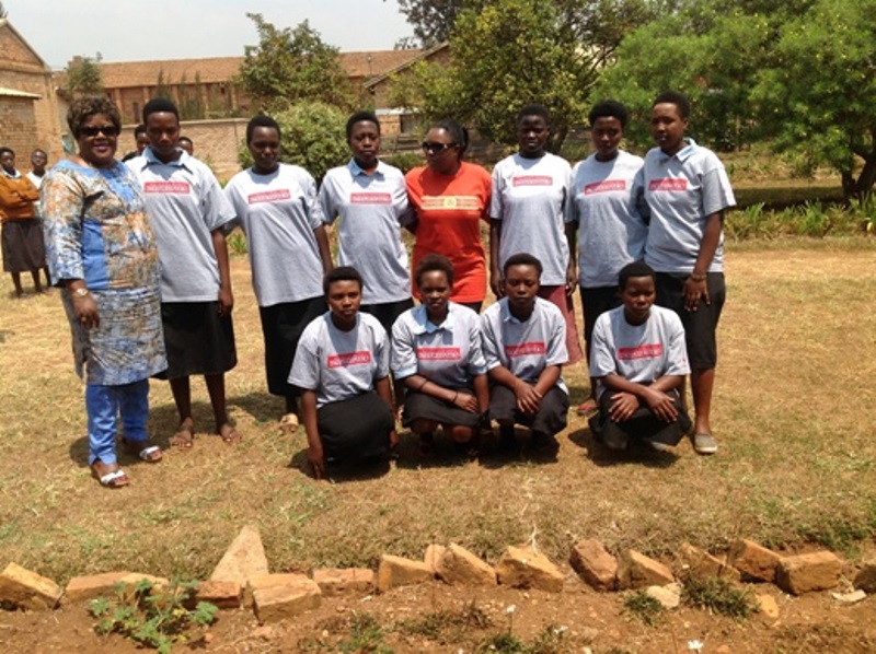 Mujawamariya with Young Girls in Burundi