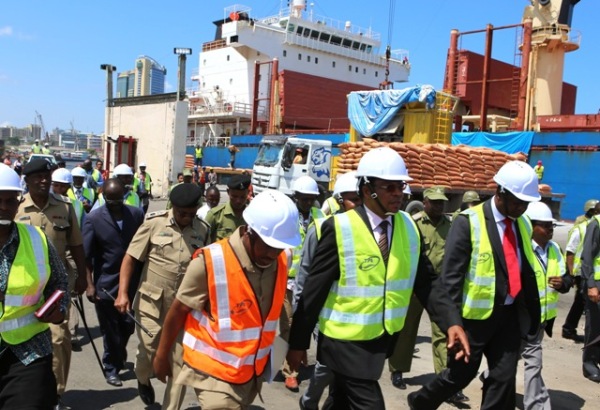 PRIME Minister Kassim Majaliwa inspects operations at the Dar es Salaam Port yard when he made a surprise visit.