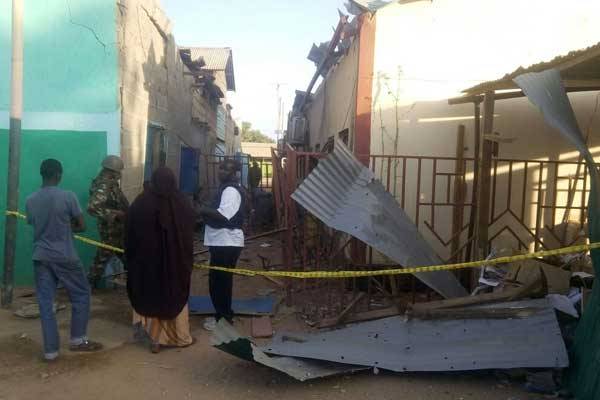 The back of Equity Bank, Mandera branch that was destroyed in an attack by Al-Shabaab on January 23, 2017.
