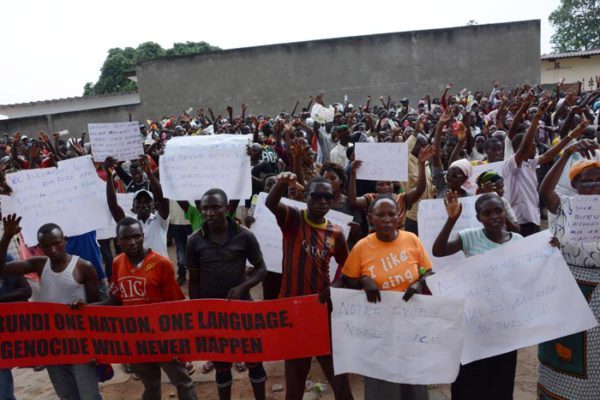 Protesters before the High Commissioner of UN Human Rights office in Bujumbura