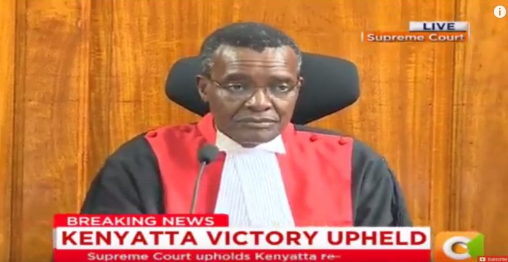 Chief Justice David Maraga delivering the ruling on petitions seeking the nullification of October 26 repeat presidential election