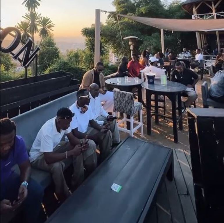 Before hitting the stage in Kigali, Dexta Rapper and his father made a stop at the popular hangout spot, Pili Pili.