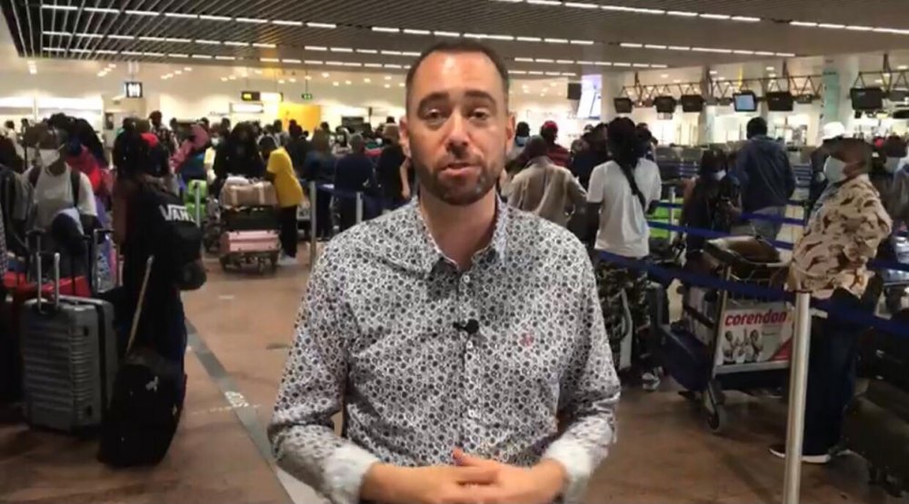 Maxime Prevot, a parliamentarian and the Mayor of Namur City in Belgium is among passengers met at the airport awaiting flight to Rwanda.