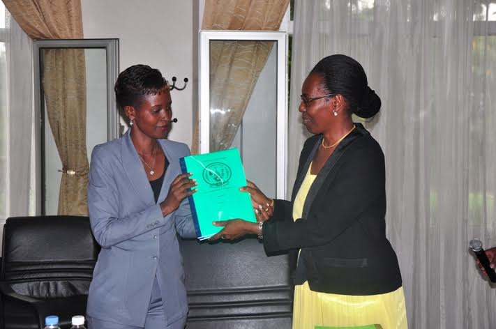 The newly appointed permanent secretary in the Ministry of Gender and Family Promotion, Ms Kamanzi Jacqueline during the hand over ceremony yesterday in Kigali