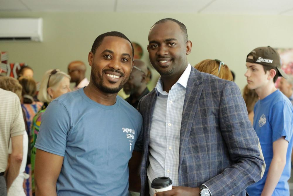 Mike Mwenedata with Francis Bukuzagara, second counselor at the Embassy of Rwanda in the U.S.