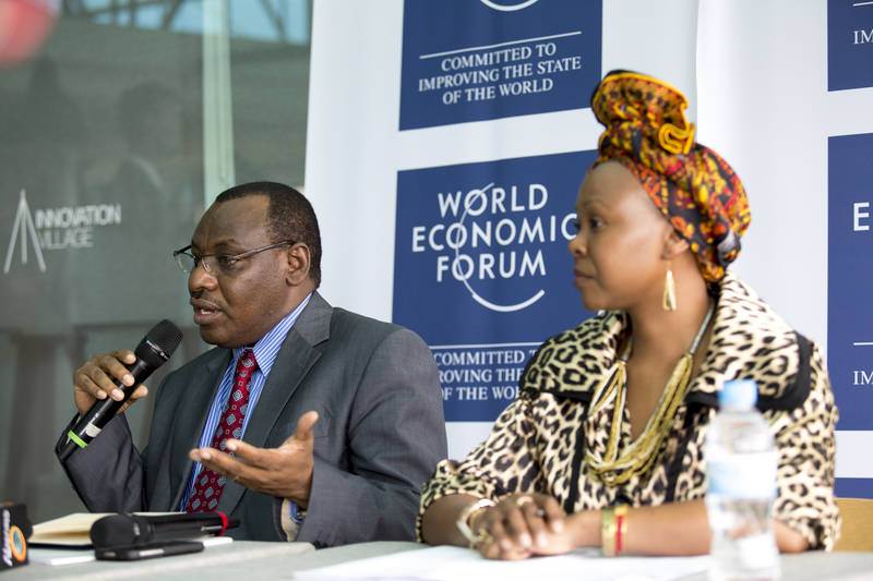 Minister Gatete with Elsie Kanza in a press briefing yesterday