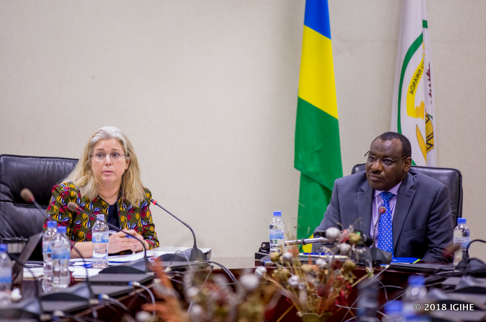 Minister of Finance and Economic Planning, Amb. Claver Gatete and The IMF Mission in Rwanda Chief, Laure Redifer