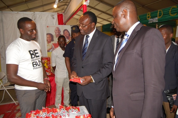 The Minister of Trade, Industry and East African Affairs (MINEACOM), François Kanimba at the Expo ground in Gikondo yesterday 