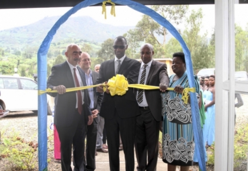 The Minister of Education, Dr. Papias Musafiri officially inaugurating Rubengera Vocational Training Center yesterday