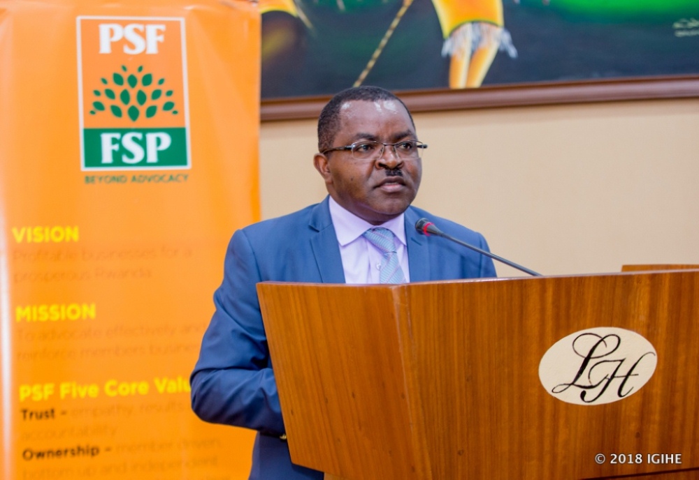 Munyeshyaka speaks at the event yesterday