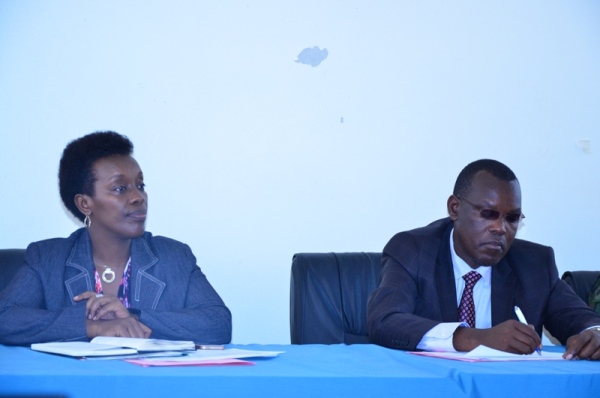 The Minister of Health, Dr. Diane Gashumba with the mayor of Huye district ,Kayiranga Muzuka Eugene.