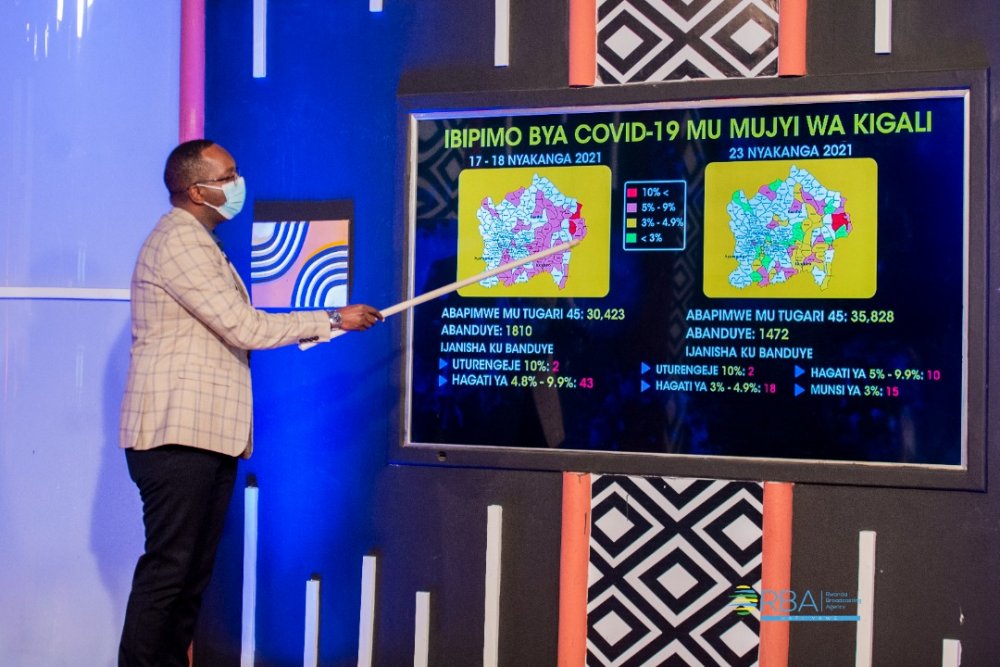 The Minister of Health, Dr. Daniel Ngamije making a presentation on status of COVID-19 pandemic in Rwanda.  