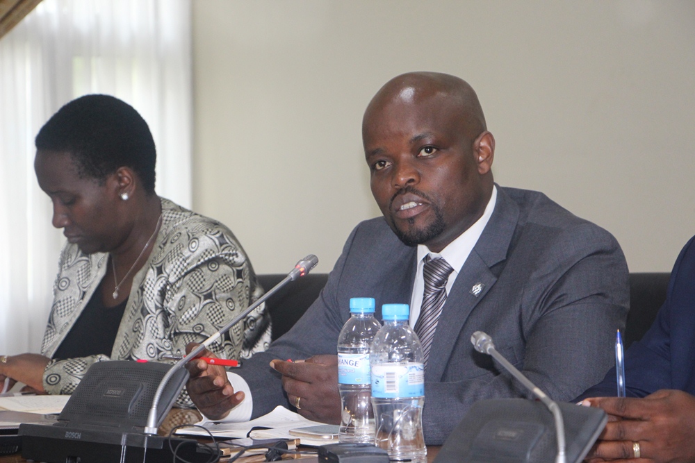 The Minister of Youth and ICT, Jean Philbert Nsengimana with the Minister of Sports and Culture in a press conference yesterday. 