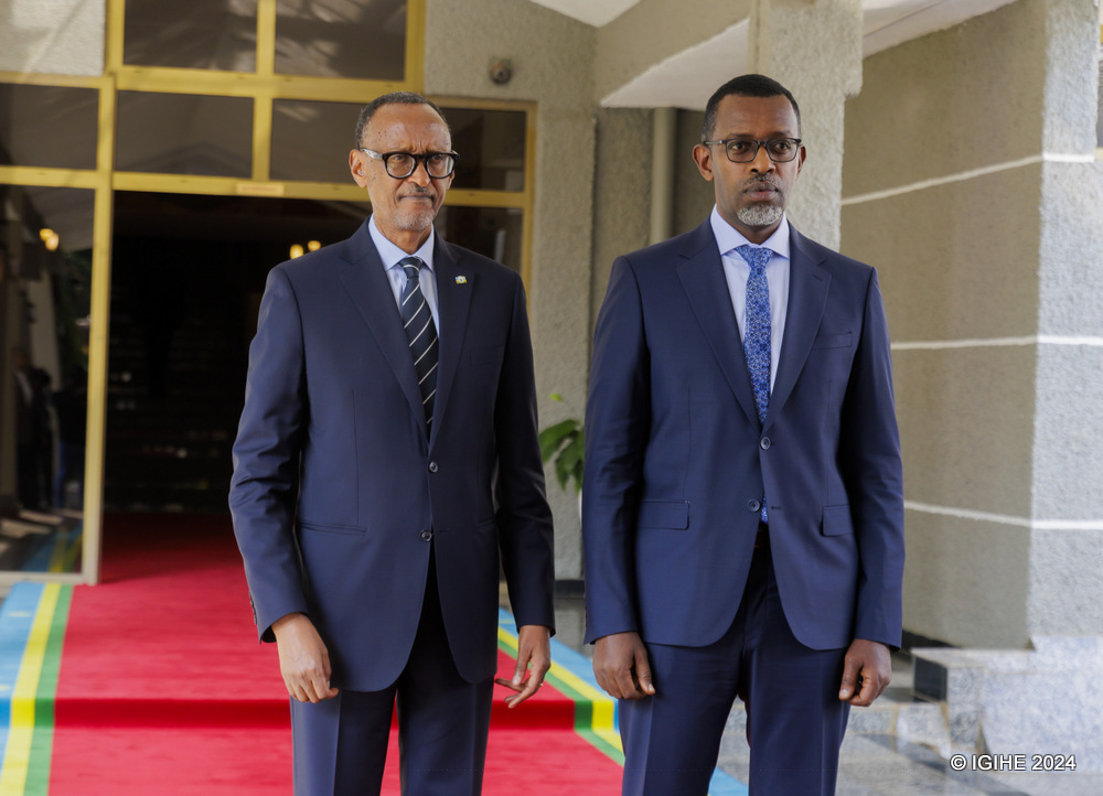 The new Minister of Sports Richard Nyirishema with President Kagame. He underscored committment to prioritizing collaboration and effective partnerships with various stakeholders. 