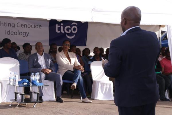 Minister of Youth & ICT Jean Philbert Nsengimana addresses Tigo Staff