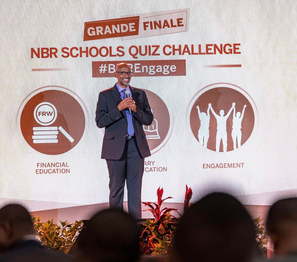 Minister of Education Joseph Nsengimana speaks during NBR School Quiz Challenge