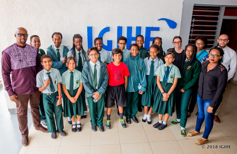 Green Hills Academy students with IGIHE officials in a group photo after conducting a practical learning exercise