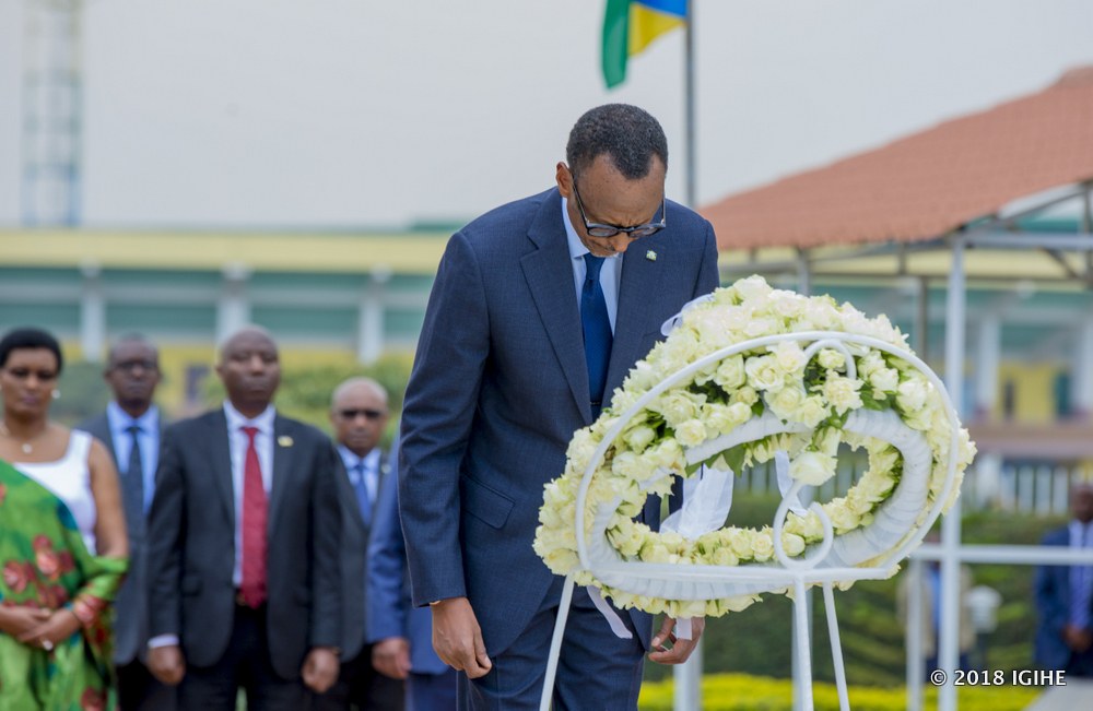 Kagame lay wreaths at the Heroes’ Square in Remera, Kigali.