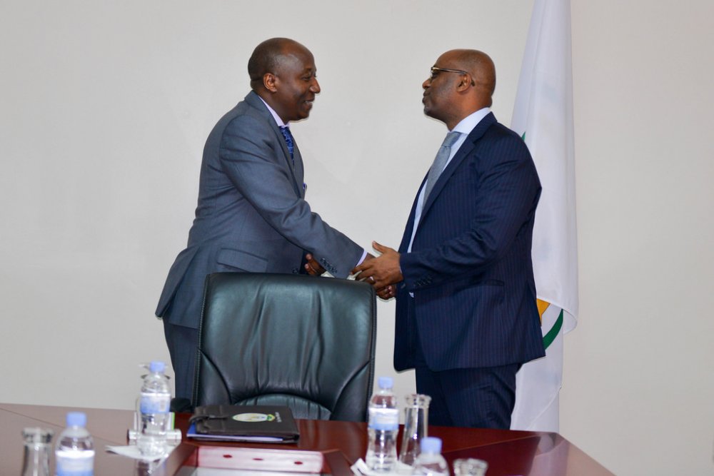 Premier Ngirente (L) receives The Director of the African Department (AFR) at the International Monetary Fund, Abebe Selassie