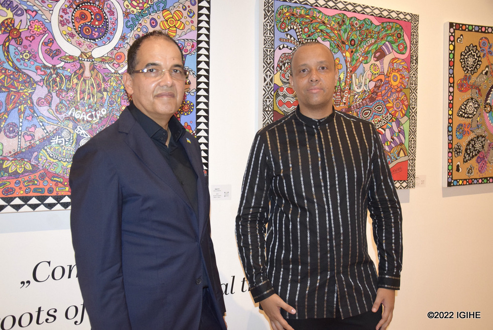 Amb. Igor (left) witn Nukwami at his stand in Italy.  