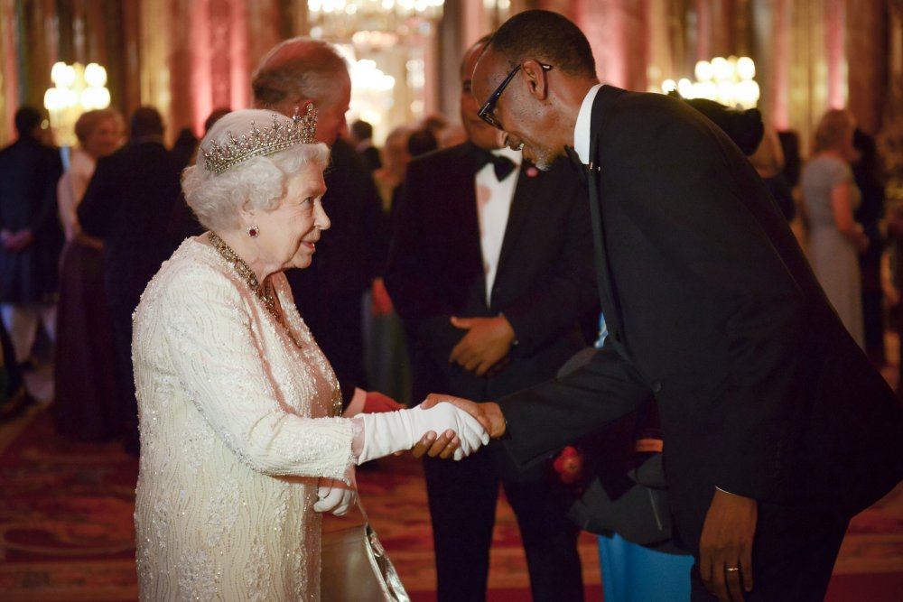 President Paul Kagame with Queen Elizabeth II in 2018.  