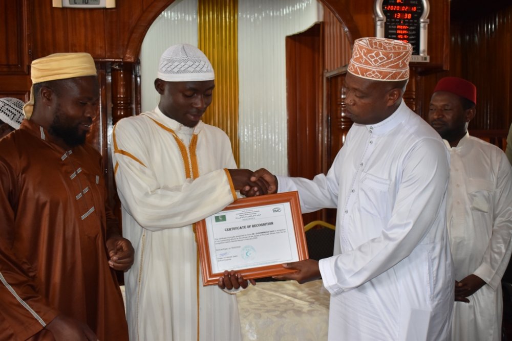 Nshimiyimana Saidi came first in the category of those who know the entire Qur’an by their hearts.