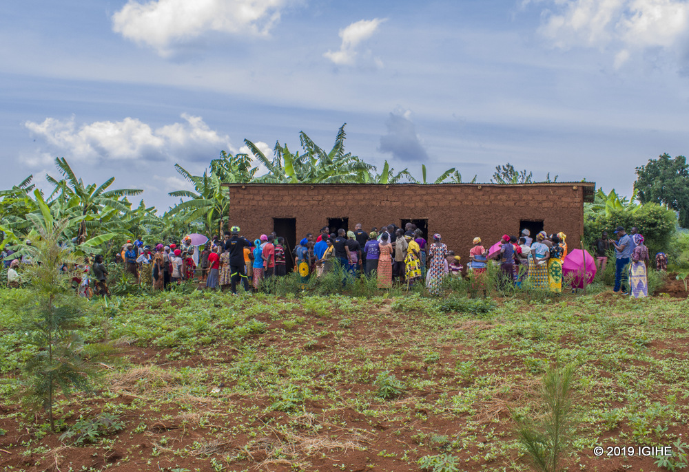 Clotilde Mukankuranga, the resident who received the new house has a family of six all of who were living a miserable life