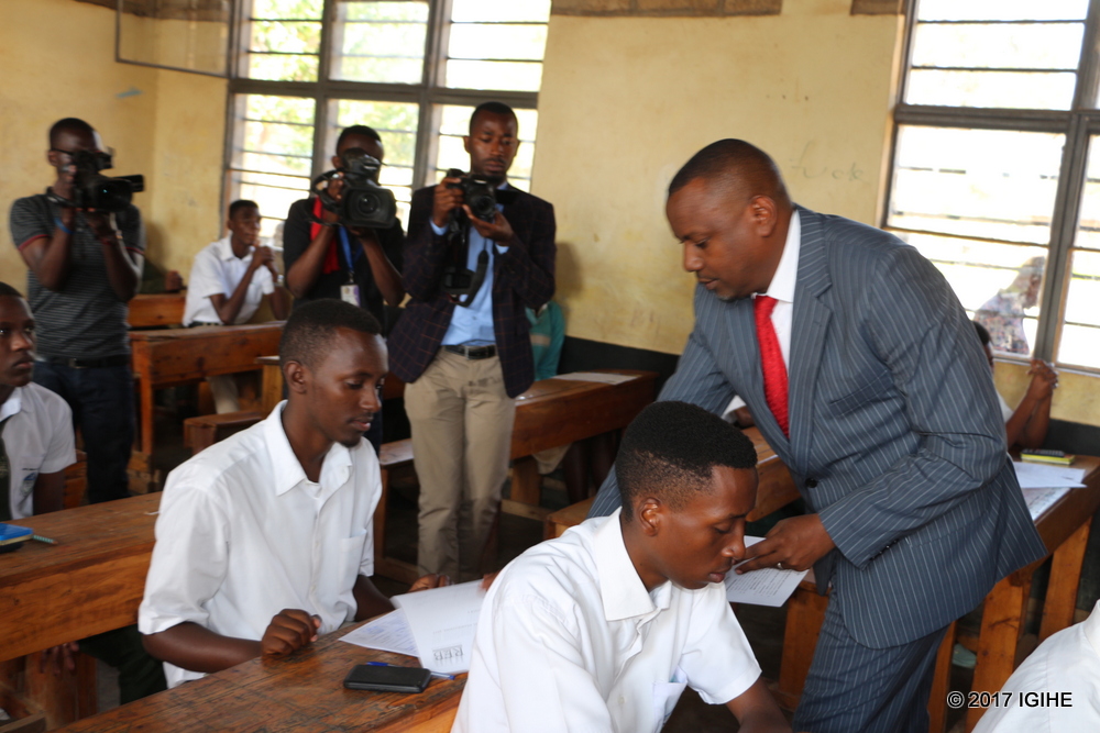 State Minister for Primary and Secondary Education at the Ministry of Education, Dr. Isaac Munyakazi launching O' level examinations last year