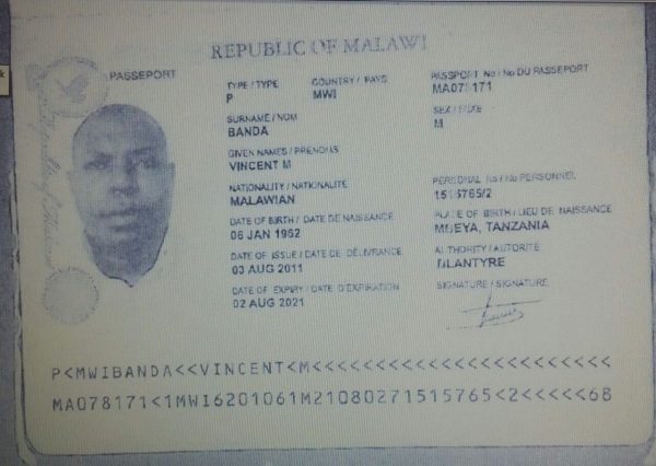 In the MA07817 Malawi passport which he earlier obtained, Murekezi identified himself as a Malawian citizen from Mbeya in Tanzania.