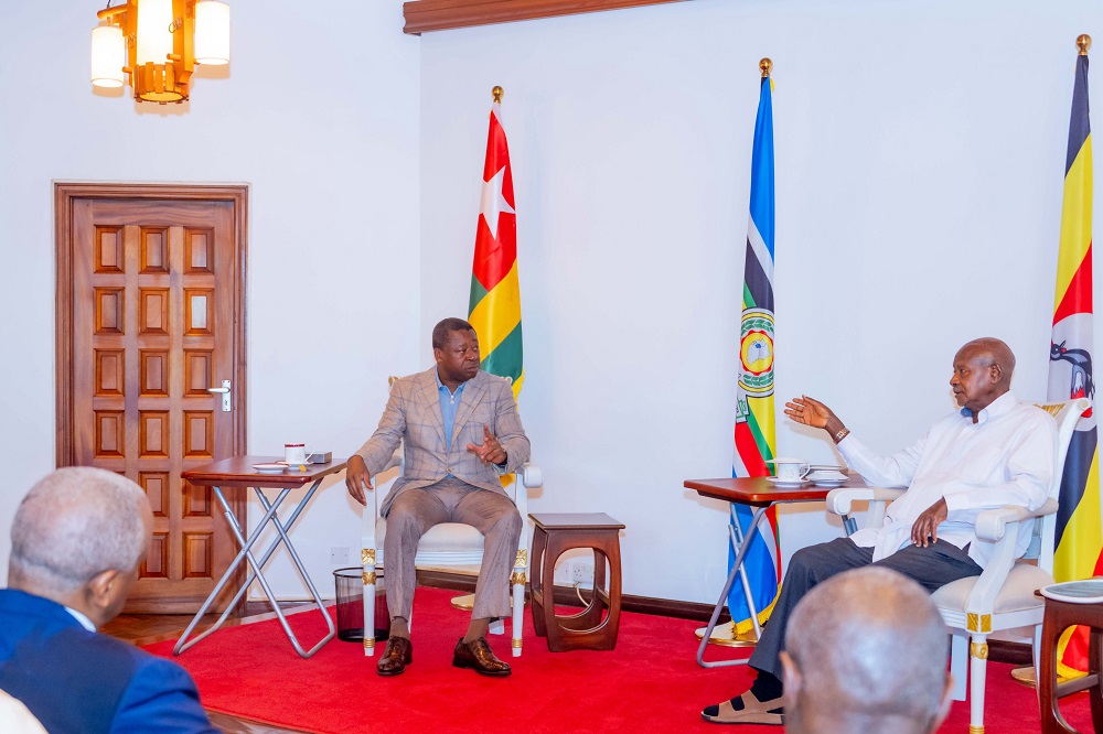 Faure Essozimna Gnassingbé, President of Togo and the African Union (AU) mediator in the conflict in eastern Democratic Republic of Congo (DRC), held talks with Ugandan President Yoweri Museveni on Tuesday, April 21, 2025.