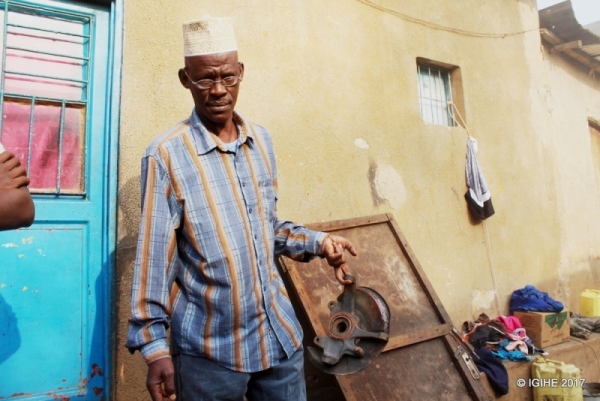 The owner of the building which caught fire last night, Kanani Musa.
