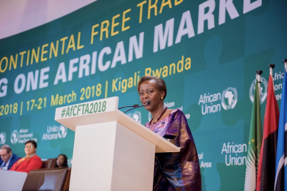 Mushikiwabo addresses the African Union’s Executive Council.