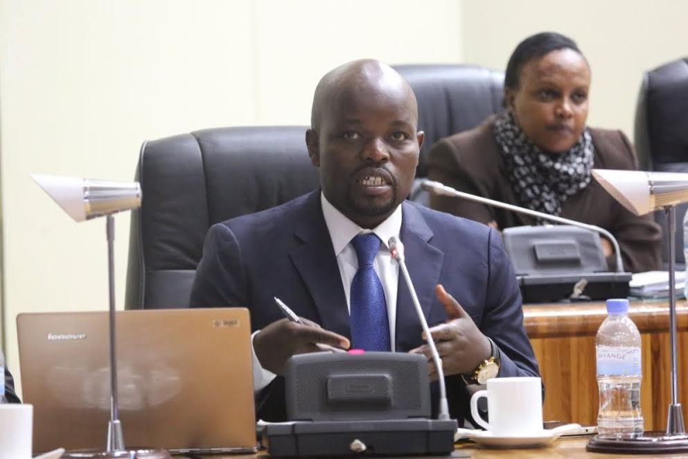 The Minister of Youth and ICT (MYICT),Jean Philbert Nsengimana during the presentation of 2017/2018 draft budget to Parliamentary Public Accountant Committee yesterday. 