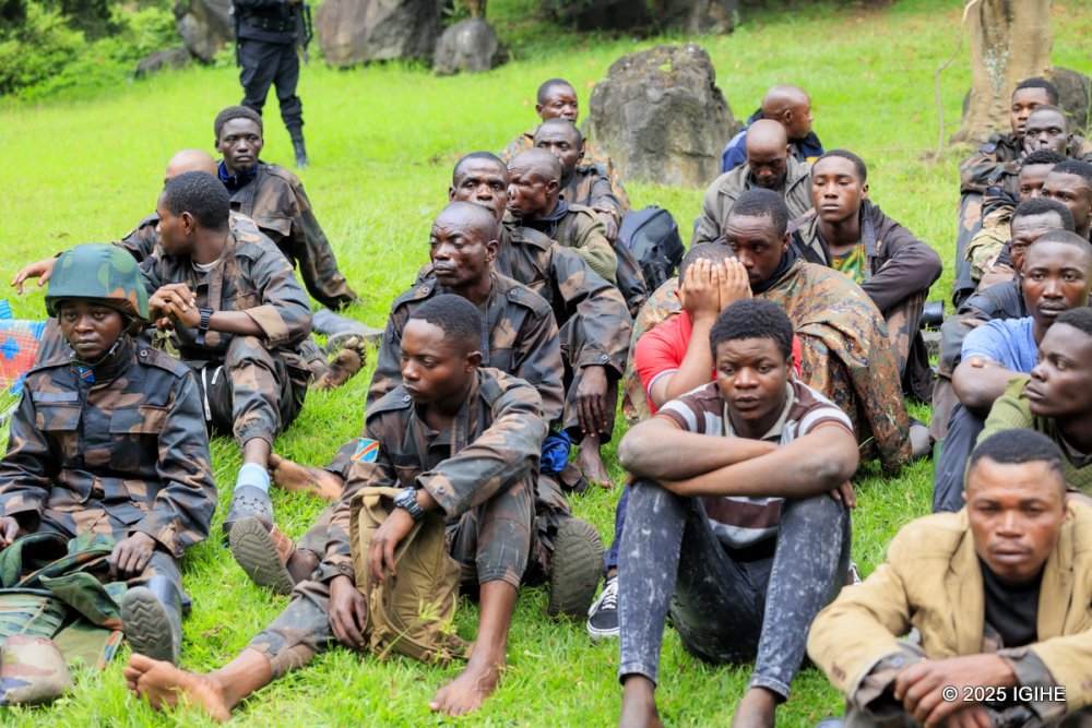 Some of the Congolese soldiers who fled to Rwanda in January 2025 after the fall of Goma to M23 rebel group.