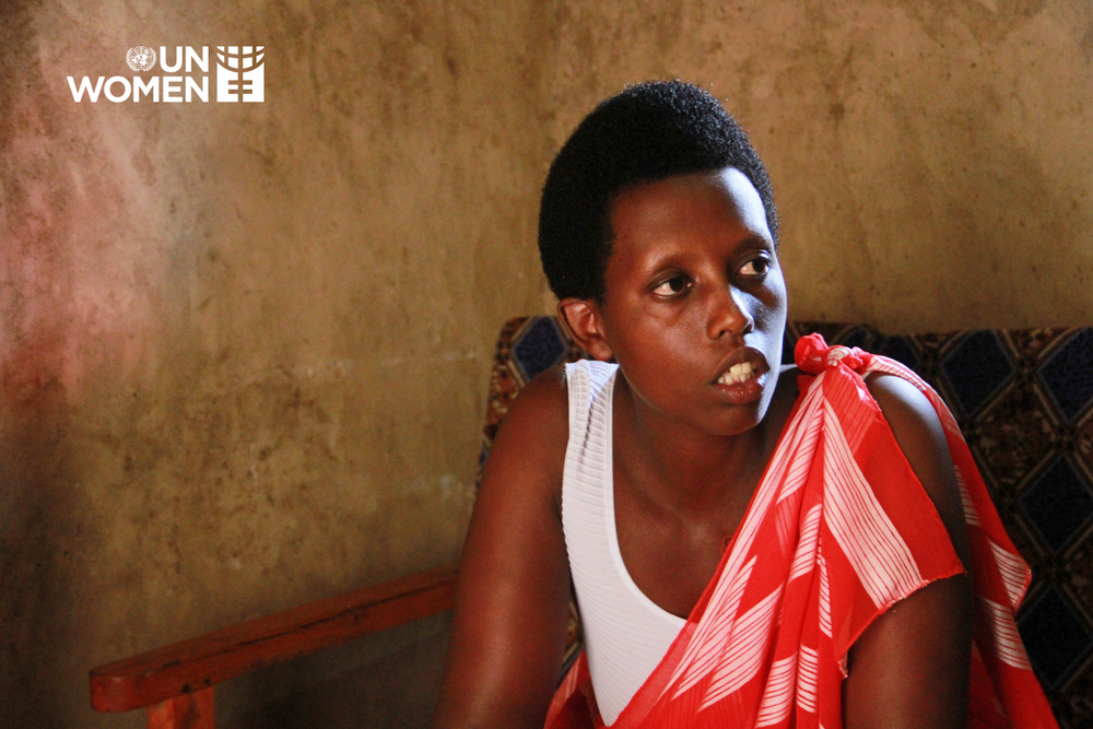 Nadine Umuhoza, Secretary of the Igisubizo Cooperative supported by UN Women and Indego Africa 