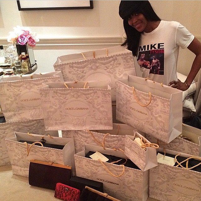 Naomi Campbell was surrounded by presents from Dolce & Gabbana on Christmas Eve