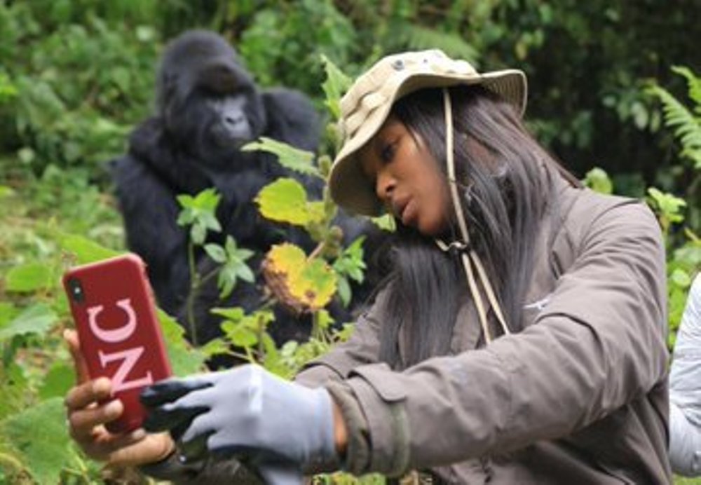 Naomi Campbell named a baby gorilla as ‘Intarutwa’ and later visted gorillas in the park.
