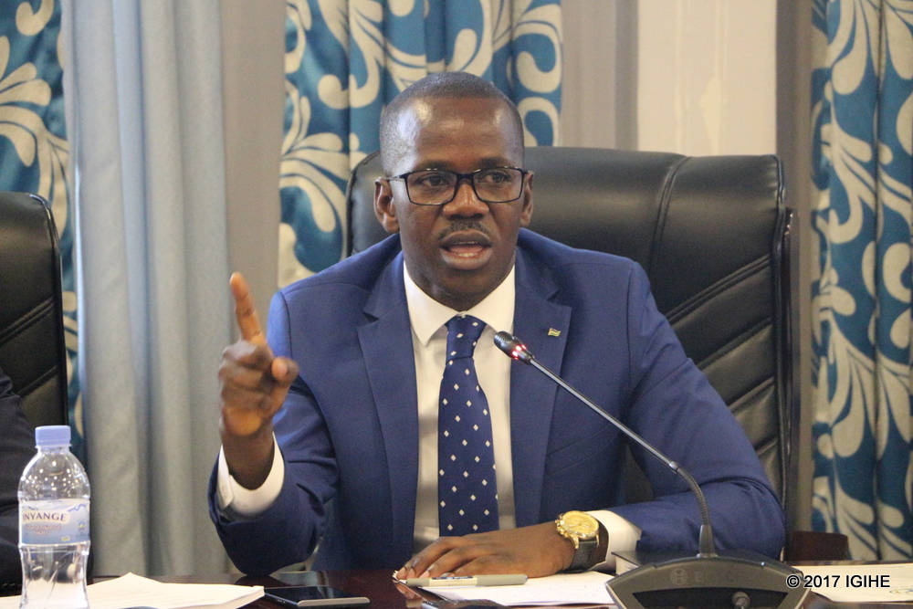 The state minister for Constitutional and Legal affairs in the Ministry of Justice, Hon. Evode Uwizeyimana 