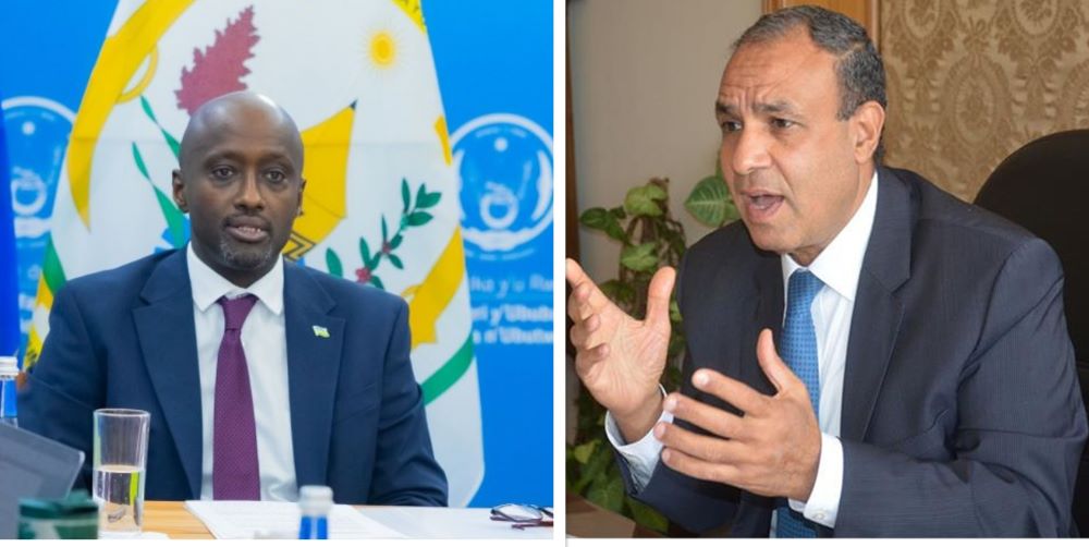 Rwanda's Minister of Foreign Affairs, Amb. Olivier Nduhungirehe (left), and his Egyptian counterpart, Badr Abdel Aati (right), held a phone call on Thursday during which they discussed new avenues for strengthening bilateral ties.