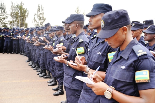 Newly commissioned AIPs during the briefing at RNP headquarters in Kacyiru.